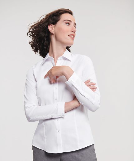 Women's long sleeve herringbone shirt