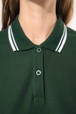 Polo femme manches courtes à liserés contrastés – Image 3