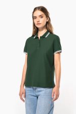 Polo femme manches courtes à liserés contrastés
