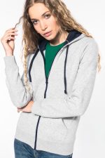 Sweat-shirt zippé capuche contrastée femme – Image 13