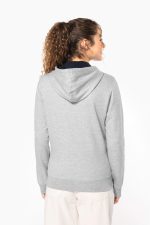 Sweat-shirt zippé capuche contrastée femme – Image 2