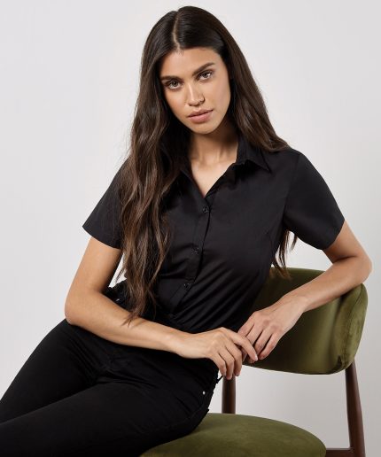 Women's poplin shirt short sleeve