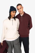 Sweat-shirt écoresponsable quart zip col polo à épaules tombantes unisexe
