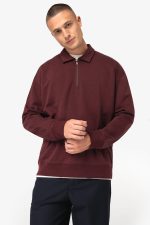 Sweat-shirt écoresponsable quart zip col polo à épaules tombantes unisexe – Image 3