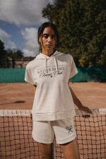 Sweat-shirt écoresponsable à capuche oversize sans manches French Terry femme – Image 5