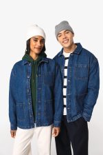 Veste en jean écoresponsable à épaules tombantes unisexe