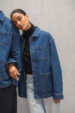 Veste en jean écoresponsable à épaules tombantes unisexe – Image 12